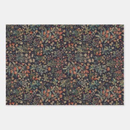 Dunkler, melancholischer, nächtlicher, florale bot geschenkpapier set