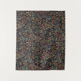 Dunkler, melancholischer, nächtlicher, florale bot wandteppich