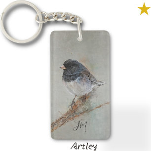 Dunkler Mit Augen Junco Bird Painting Individuelle Schlüsselanhänger