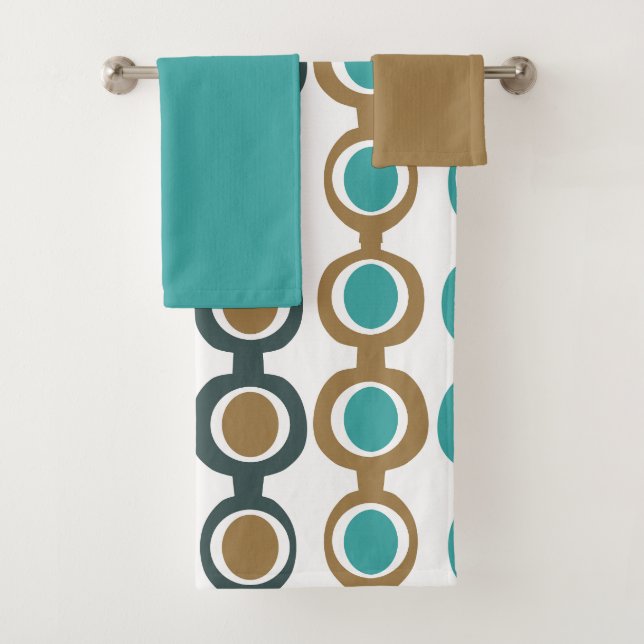 Dunkler Mitte des Jahrhunderts Moderne Kette Badhandtuch Set (Insitu)