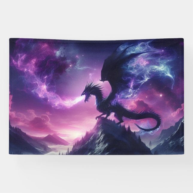 Dunkler, mittelalterlicher ätherischer Drache Banner (Horizontal)