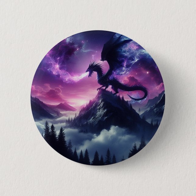 Dunkler, mittelalterlicher ätherischer Drache  Button (Vorderseite)