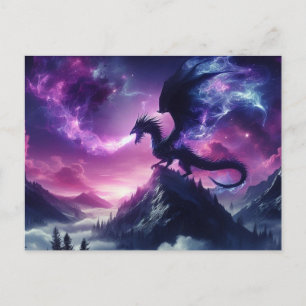 Dunkler, mittelalterlicher ätherischer Drache Feiertagspostkarte