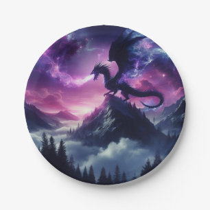 Dunkler, mittelalterlicher ätherischer Drache Pappteller