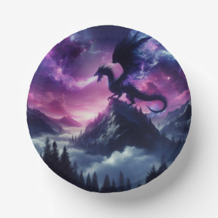 Dunkler, mittelalterlicher ätherischer Drache Pappteller