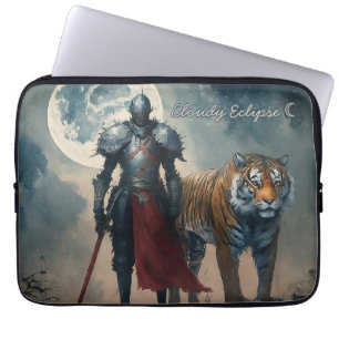 Dunkler mittelalterlicher Ritter und Tiger Mond Ta Laptopschutzhülle