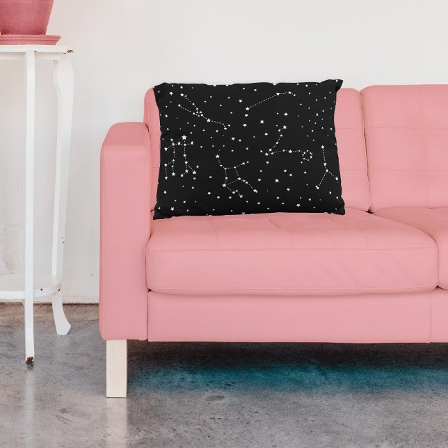 Dunkler, moderner Schwarz-weißer Sternenraum Kissenbezug (Von Creator hochgeladen)