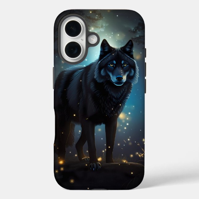Dunkler Mysteriöser Schwarzer Wolf Case-Mate iPhone Hülle (Rückseite)