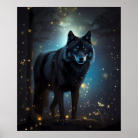 Dunkler Mysteriöser Schwarzer Wolf