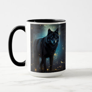 Dunkler Mysteriöser Schwarzer Wolf Tasse