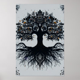 Dunkler mystischer Baum des Lebens Kunst Poster