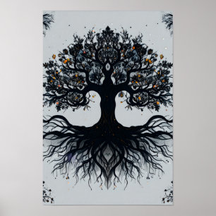Dunkler mystischer Baum des Lebens Kunst Poster