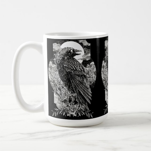 Dunkler Mystischer Rabe Kaffeetasse (Links)