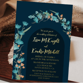 Dunkler Navy Wasserfarbenbogen Folieneinladung