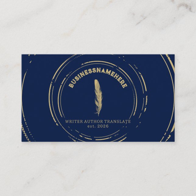 Dunkler Navy Writer Mobile Notary Gold QR Code Visitenkarte (Vorderseite)