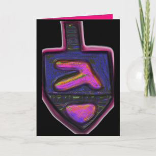 Dunkler Neon-Regenbogen-Hanukkah-Dreidel Feiertagskarte