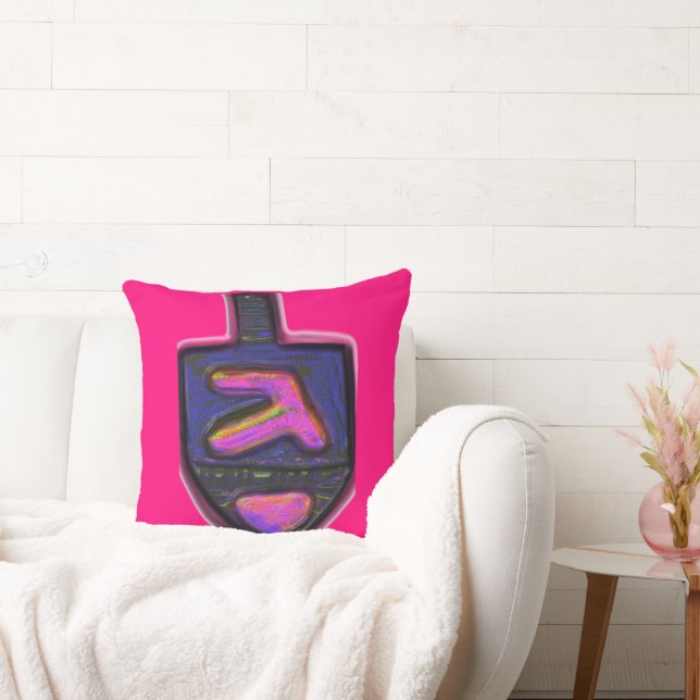 Dunkler Neon Regenbogen Hanukkah dreidel Kissen (Liege)