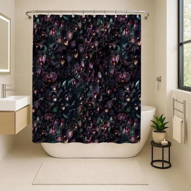 Dunkler Orchideen-Maximalis-Gotik-Blumen-Duschvorh Duschvorhang (Dark Orchid Maximalist Gothic Floral Shower Curtain)