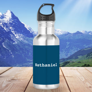 Dunkler Ozean Blue Minimal Einfacher Personalisier Edelstahlflasche