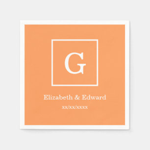 Dunkler Pfirsich-weißes gerahmtes Anfangsmonogramm Serviette