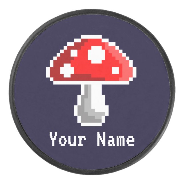 Dunkler Pixel Mushroom Hockey Puck (Vorderseite)