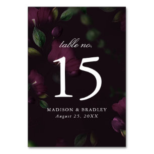Dunkler Plum floral   Personalisierte Hochzeit Tischnummer