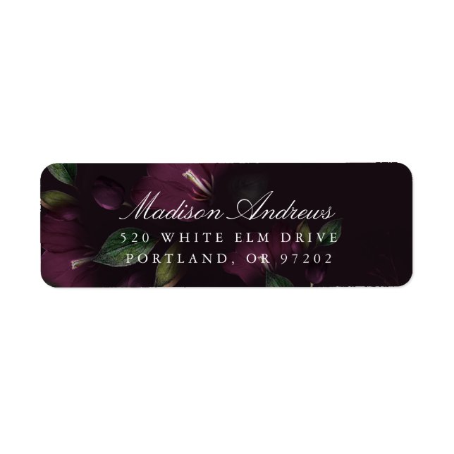 Dunkler Plum floral | PERSONALISIERTE RÜCKSENDEADR (Vorne)