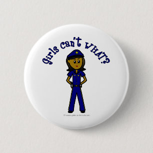 Dunkler Polizist Girl Button