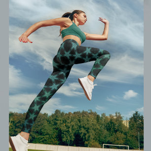 Dunkler praktischer grüner Stern Leggings