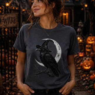Dunkler Rabe Halloween Mond Gothic T-Shirt