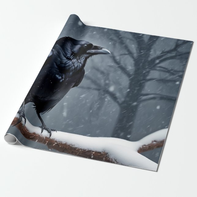 Dunkler Rabe Schwarzer Vogel Geschenkpapier (Ungerollt)