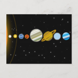 Dunkler Raum mit bunten Planeten-Fantasie Postkarte