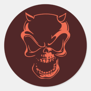 Dunkler Red Demon Skull Runder Aufkleber