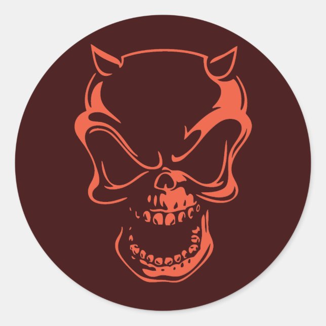 Dunkler Red Demon Skull Runder Aufkleber (Vorderseite)