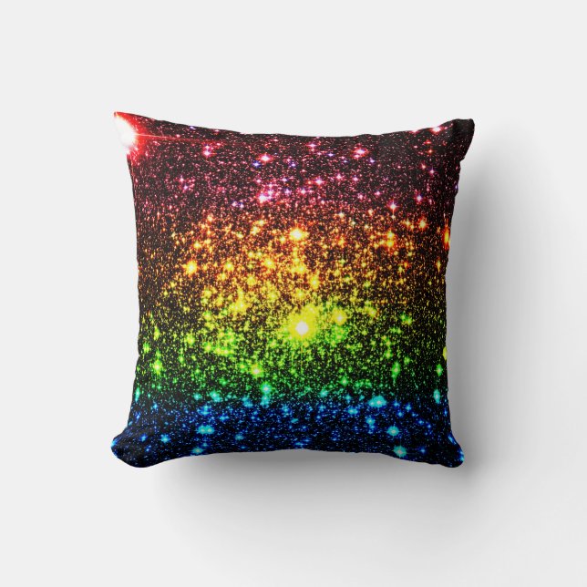 Dunkler Regenbogen Stars Kissen (Vorderseite)