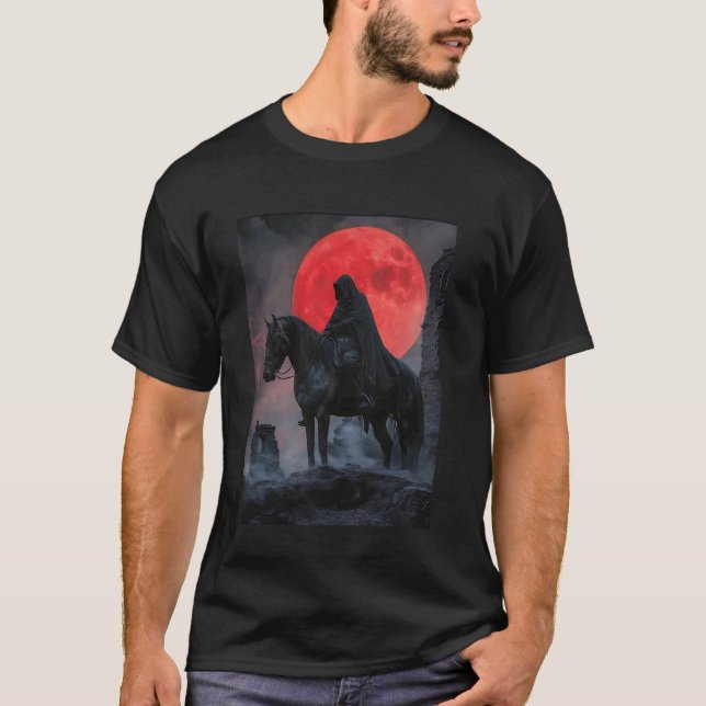 Dunkler Reiter roter Mond T-Shirt (Vorderseite)