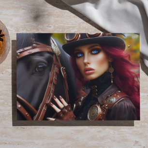 Dunkler Reiter Steampunk viktorianische Dame Decou Seidenpapier