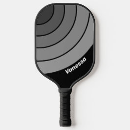 Dunkler Retro-Rundbogen mit Namen Pickleball Schläger
