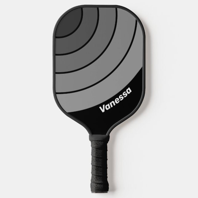 Dunkler Retro-Rundbogen mit Namen Pickleball Schläger (Vorderseite)