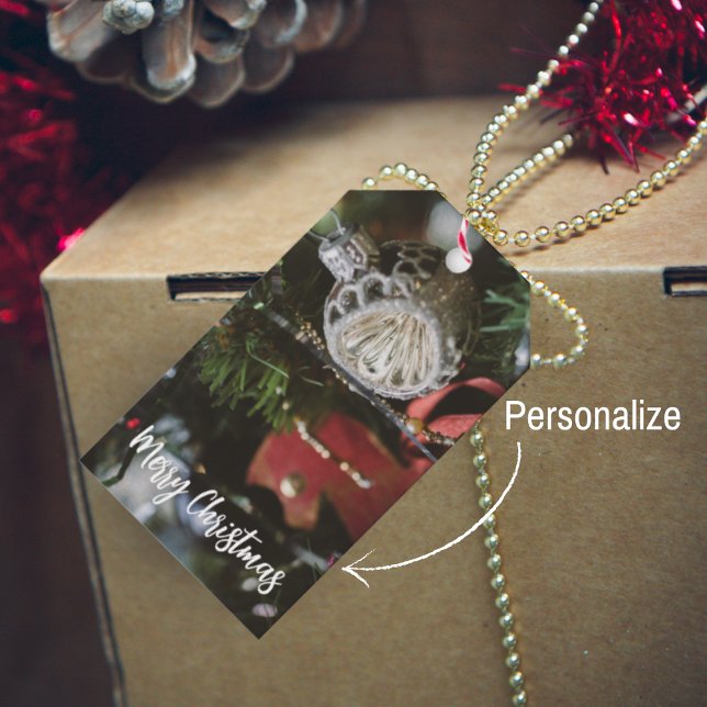 Dunkler Retro-Weihnachtsbaum Geschenkanhänger (Von Creator hochgeladen)