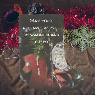 Dunkler Retro-Weihnachtsbaum Kleiner Weihnachtsstrumpf