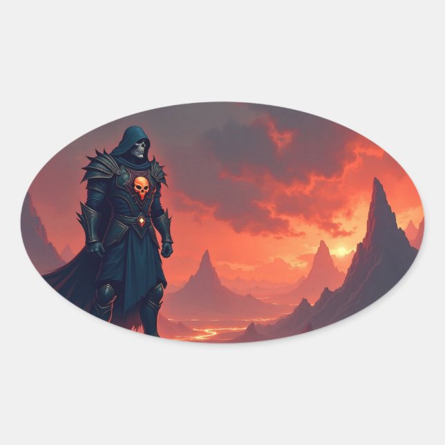 Dunkler Ritter der Flamme Ovaler Aufkleber (Vorderseite)