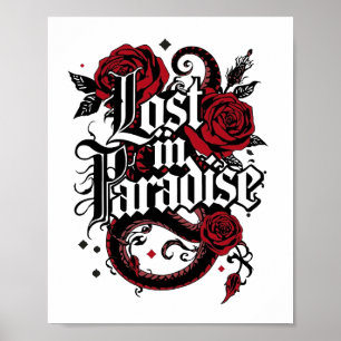 Dunkler Romantik-Tattoo-Stil-Zitat Poster