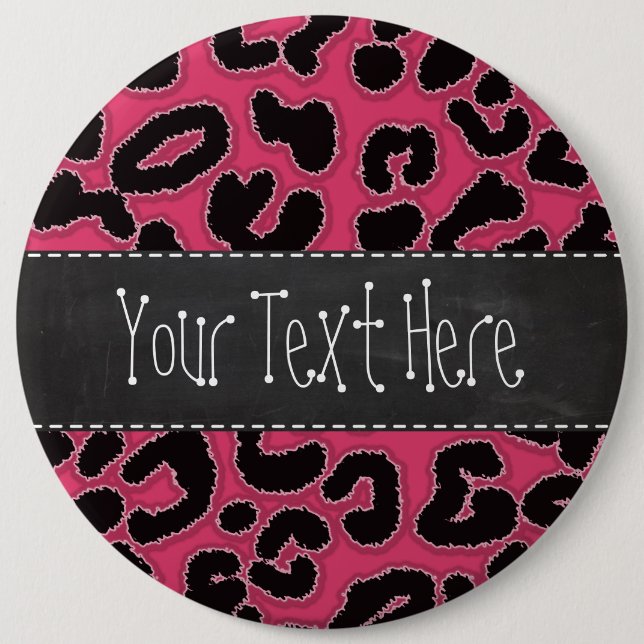 Dunkler Rosa Leopard-Tierdruck; Kreide-Look Button (Vorderseite)