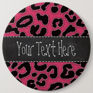 Dunkler Rosa Leopard-Tierdruck; Kreide-Look Button