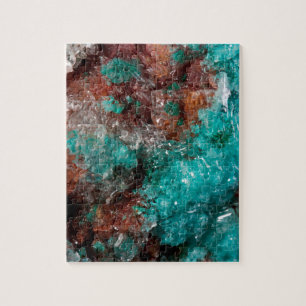 Dunkler Rost u. aquamariner Quarz Puzzle