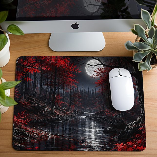 Dunkler Roter Wald Fantasy Mousepad (Von Creator hochgeladen)