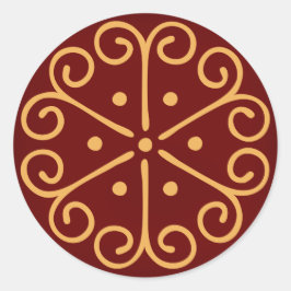 Dunkler Roter Weihnachtsweihnachtsbold mit Goldsch Runder Aufkleber