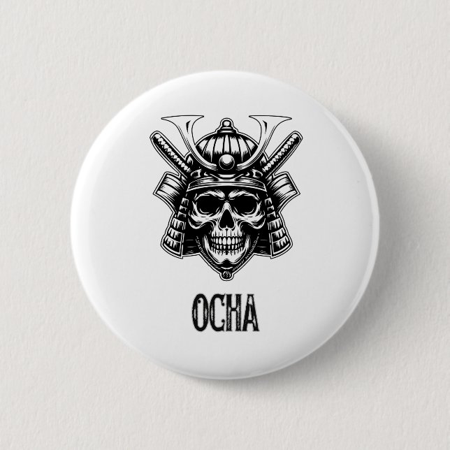 Dunkler Samurai-Skalkabuto Button (Vorderseite)