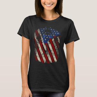Dunkler Schädel Engel USA-Flagge Patriotische amer T-Shirt